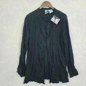 NWT Phool Rayon Long sleeve Black Cardigan Women's 1X 3559P